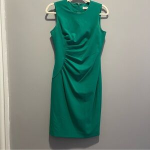 Calvin Klein Teal Green Ruched Dress